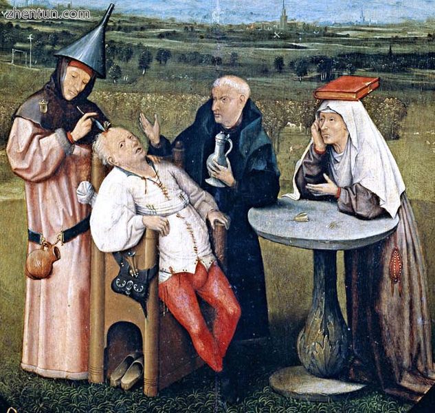 Detail from The Extraction of the Stone of Madness, a painting by Hieronymus Bos.jpg