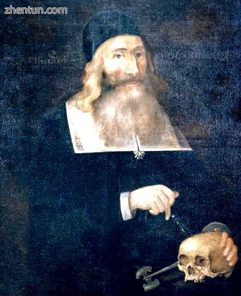 Dr. John Clarke trepanning a skull, ca. 1664, in one of the earliest American po.jpg