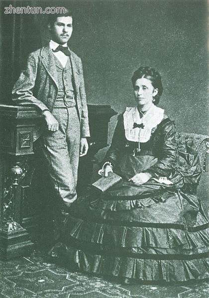 Freud (aged 16) and his mother, Amalia, in 1872.jpg