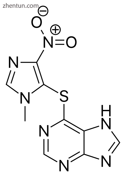 Azathioprine, chemical structure.png