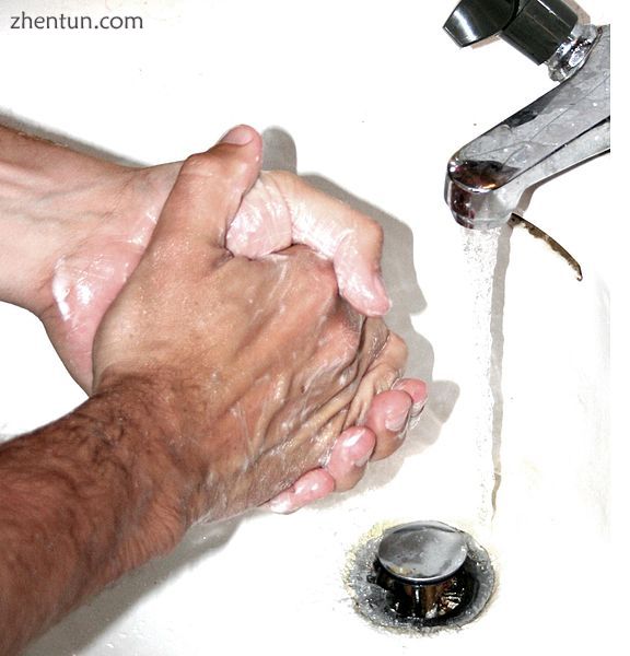 Washing one&#039;s hands, a form of hygiene, is an effective way to prevent the .jpg