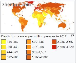 Death from cancer per million persons in 2012.jpg