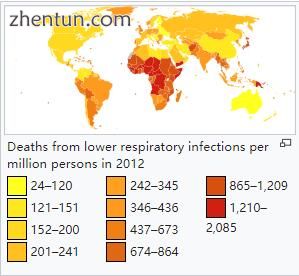 Deaths from lower respiratory infections per million persons in 2012