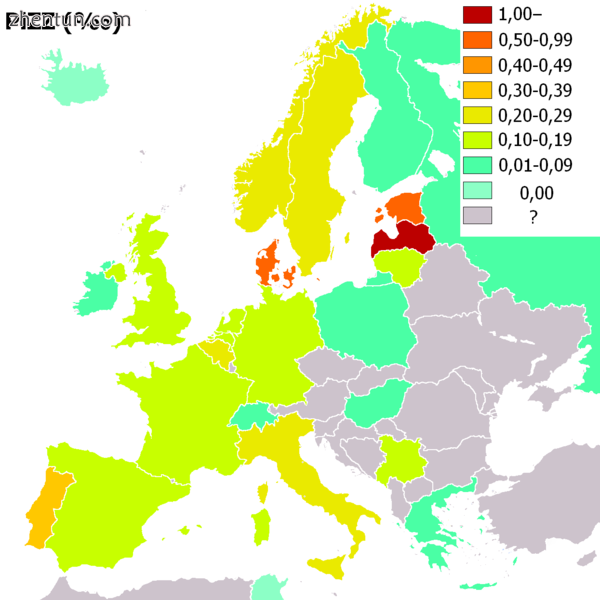 Distribution of PiZZ in Europe.