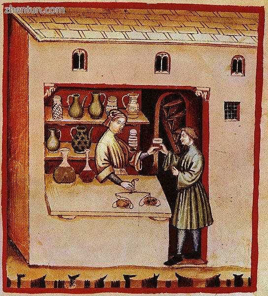Illustration of a pharmacy in the Italian Tacuinum sanitatis, 14th century..jpg