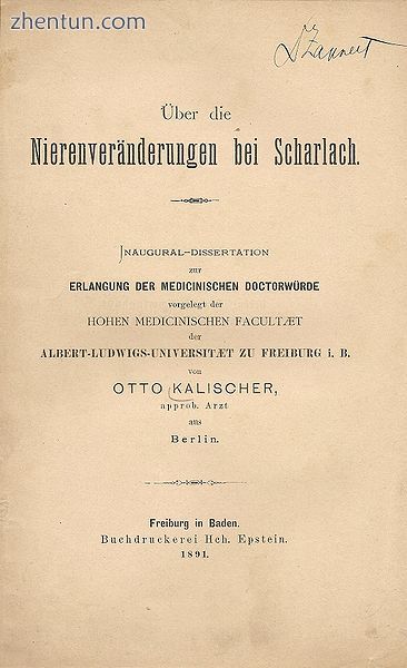 Otto Kalischer wrote a doctoral thesis on scarlet fever in 1891..jpg