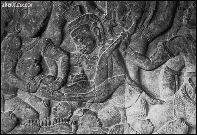 Bas-relief at Angkor Wat, Cambodia, c. 1150, depicting a demon inducing an abort.jpg