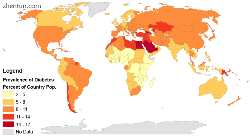 Rates of diabetes worldwide in 2014 per 1,000 inhabitants. The worldwide prevale.png