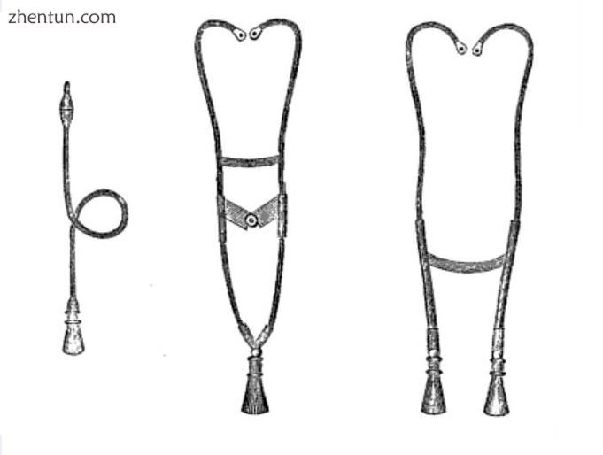 Early flexible tube stethoscopes. Golding Bird&#039;s instrument is on the left..jpg