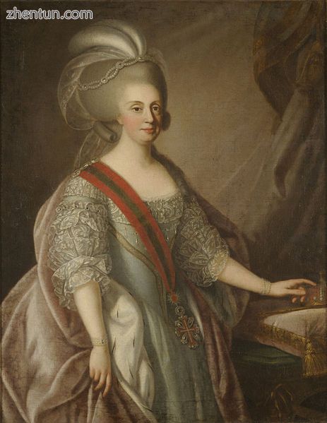 Maria I of Portugal in a c. 1790s portrait attributed to Giuseppe Troni or Thoma.jpg