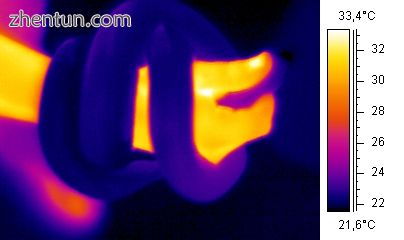 A thermographic image of an ectothermic snake wrapping around the hand of an end.jpg