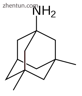 Molecular structure of memantine, a medication approved for advanced AD symptoms.png