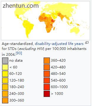 Age-standardized, disability-adjusted life years for STDs (excluding HIV) per 10.jpg
