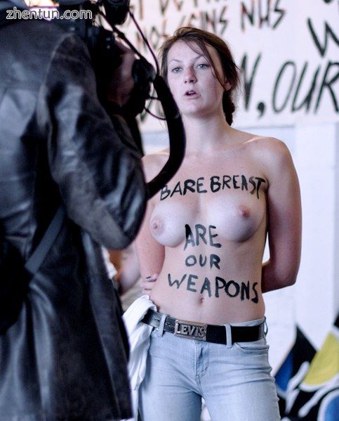 Femen member participating in a protest.jpg