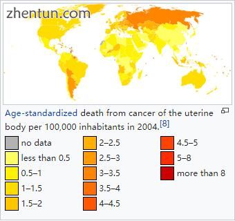 Age-standardized death from cancer of the uterine body per 100,000 inhabitants i.jpg